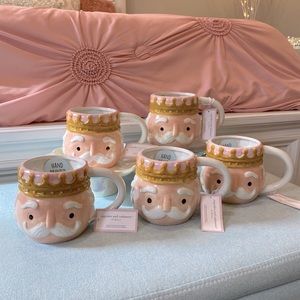 Cupcakes and Cashmere Pastel Pink Nutcracker with Crowns Mugs (set of 5)